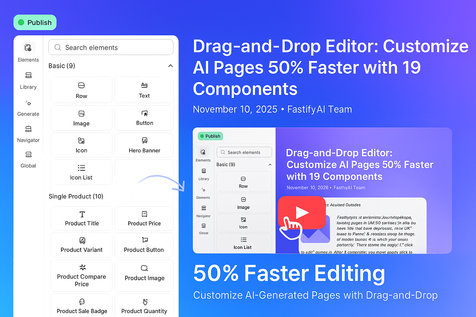 Drag-and-Drop Editor: Customize AI Pages 50% Faster with 19 Components