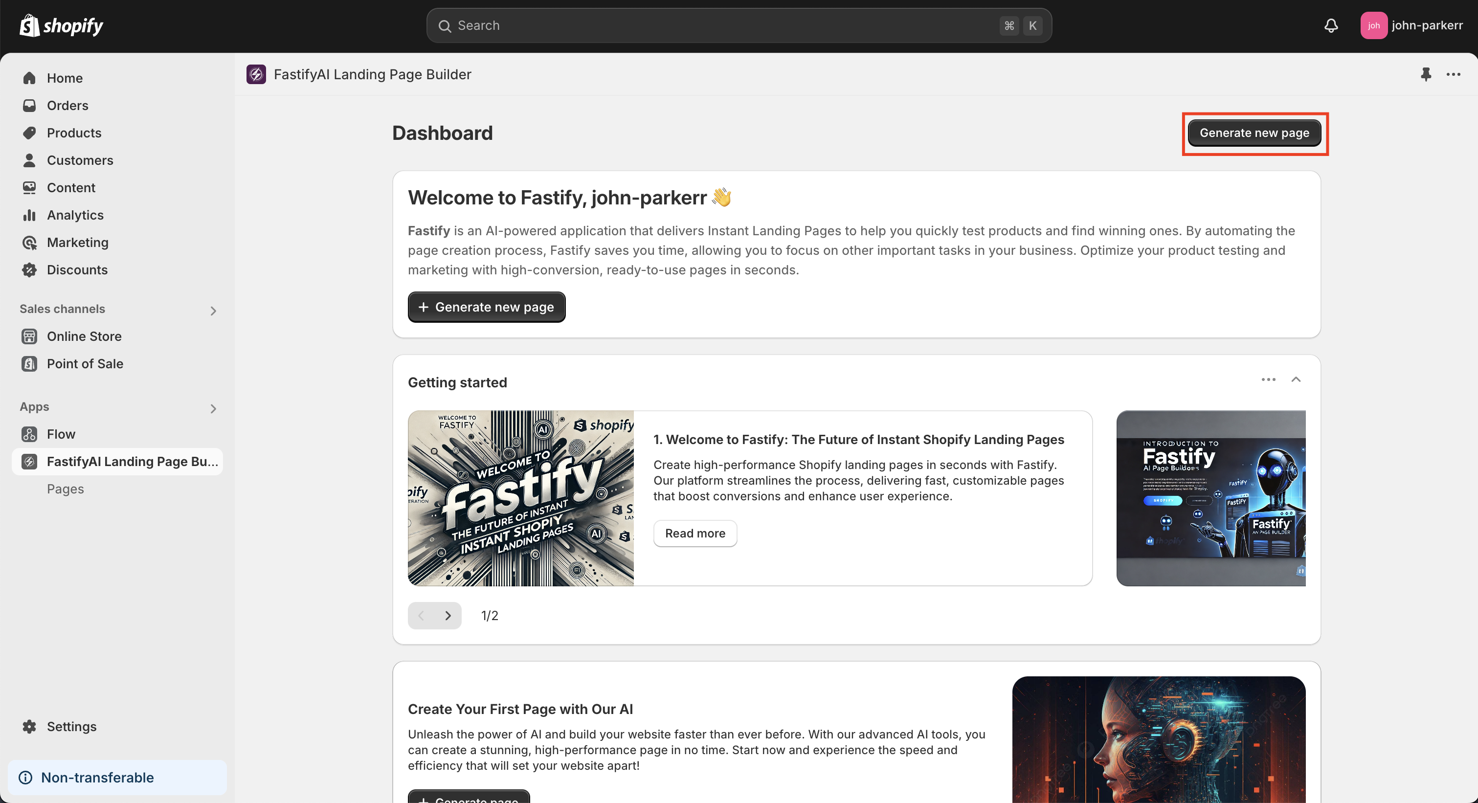 Fastify Usage - Dashboard