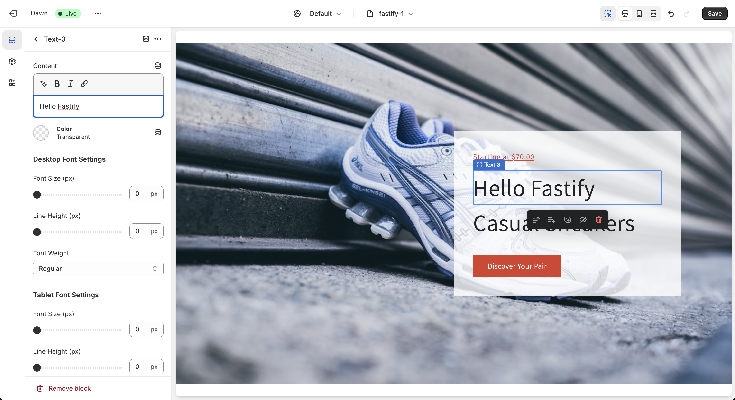 Fastify Usage - Shopify Editor